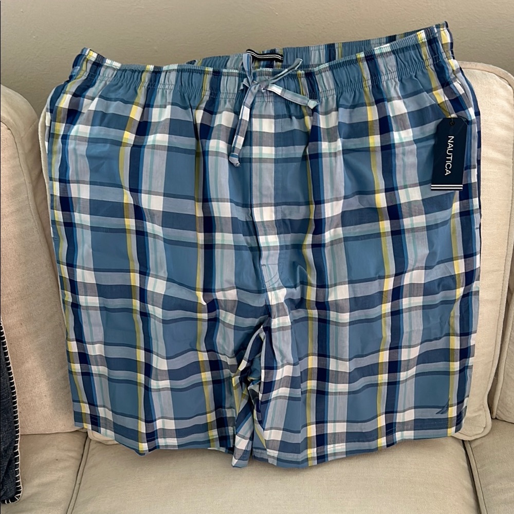 NEW Nautica Men's Blue Plaid Sleepwear